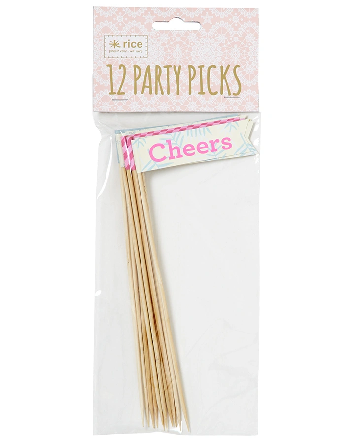 Partypicker DECO FLAGS 12er-Pack in weiß/rosa