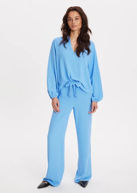Top met plooien blauw (BLW.M)