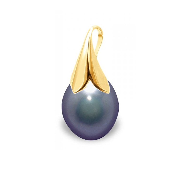 Pendentif Perle de Culture Noire et Or Jaune 750/1000