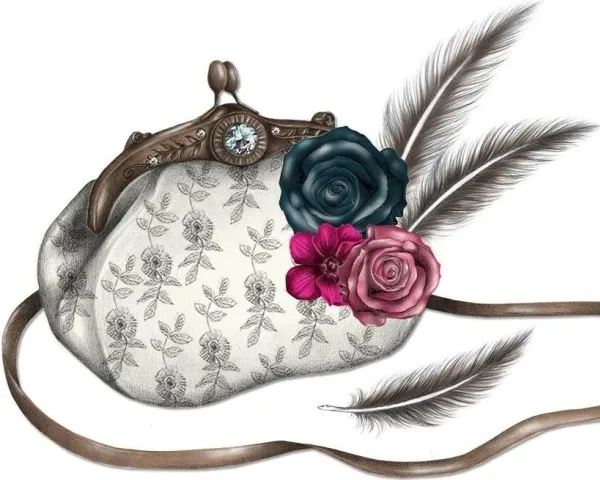 Clear Creation Karnet Swarovski - kwadrat. Torebka pióra