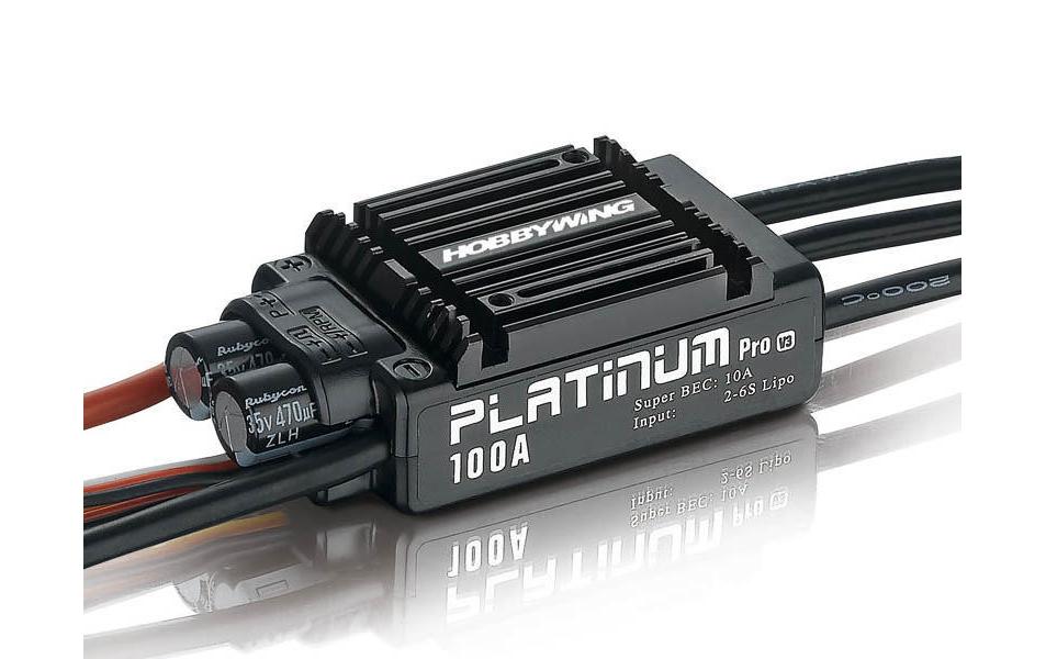 Brushless Regler Platinum Pro V3 100A, 2-6S, BECBrushless-ESC für 480-550 3D Helis und .70 Flugzeuge