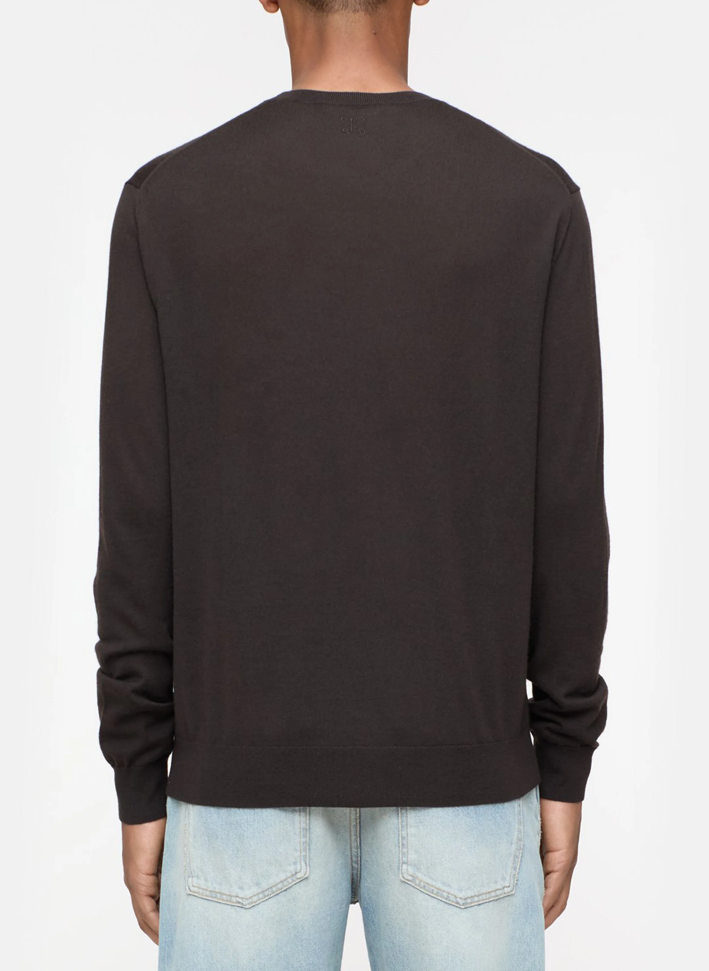 Pull droit col rond en laine | Marron