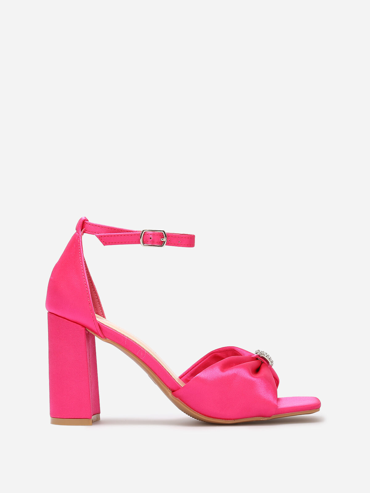 Sandales avec bride noeud à strass- Fuchsia