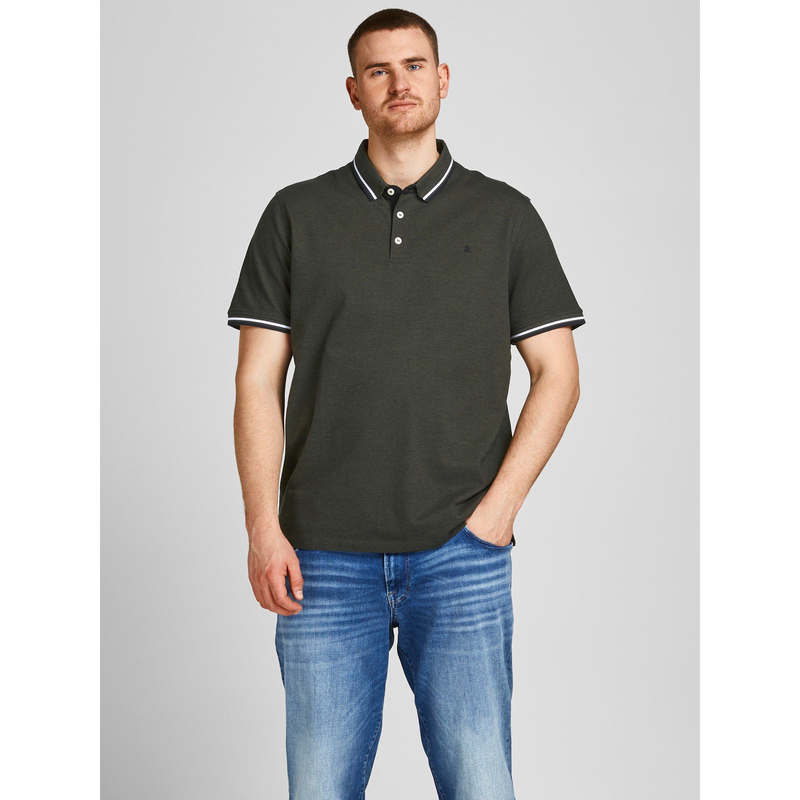 Jack and Jones Jack Paulos Tipped Pique Short Sleeve Polo Shirt Mens Plus Size