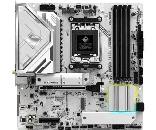 ASRock B850M STEEL LEGEND WIFI - Bundkort - micro ATX - Socket AM5 - AMD B850 Chipset - USB 3.2 Gen 2, USB-C 3.2 Gen2, USB 3.2 Gen 1 - 2.5 Gigabit LAN, Wi-Fi 7, Bluetooth - onboard grafik (CPU påkrævet) - HD Audio (8-kanaler)