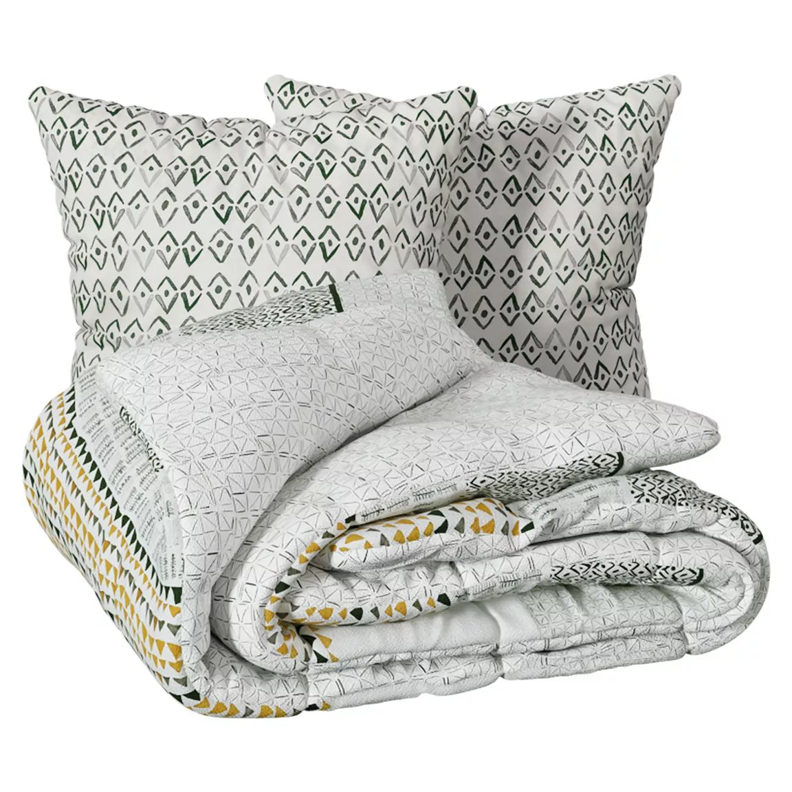 Housse de couette et deux taies coton (240 x 220 cm) Aqua Multicolore