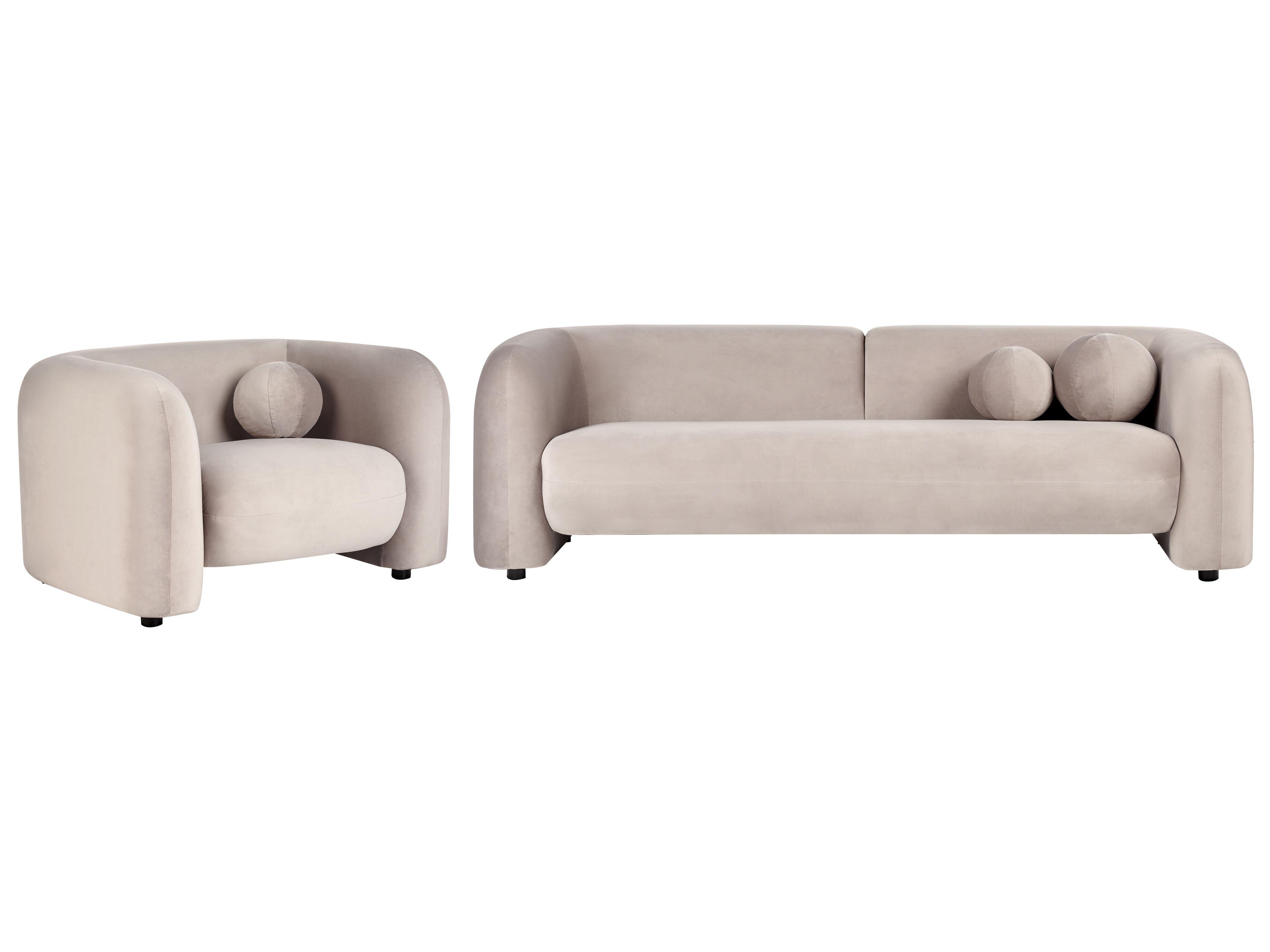 Bankenset 4-zits LEIREN Fluweel Taupe