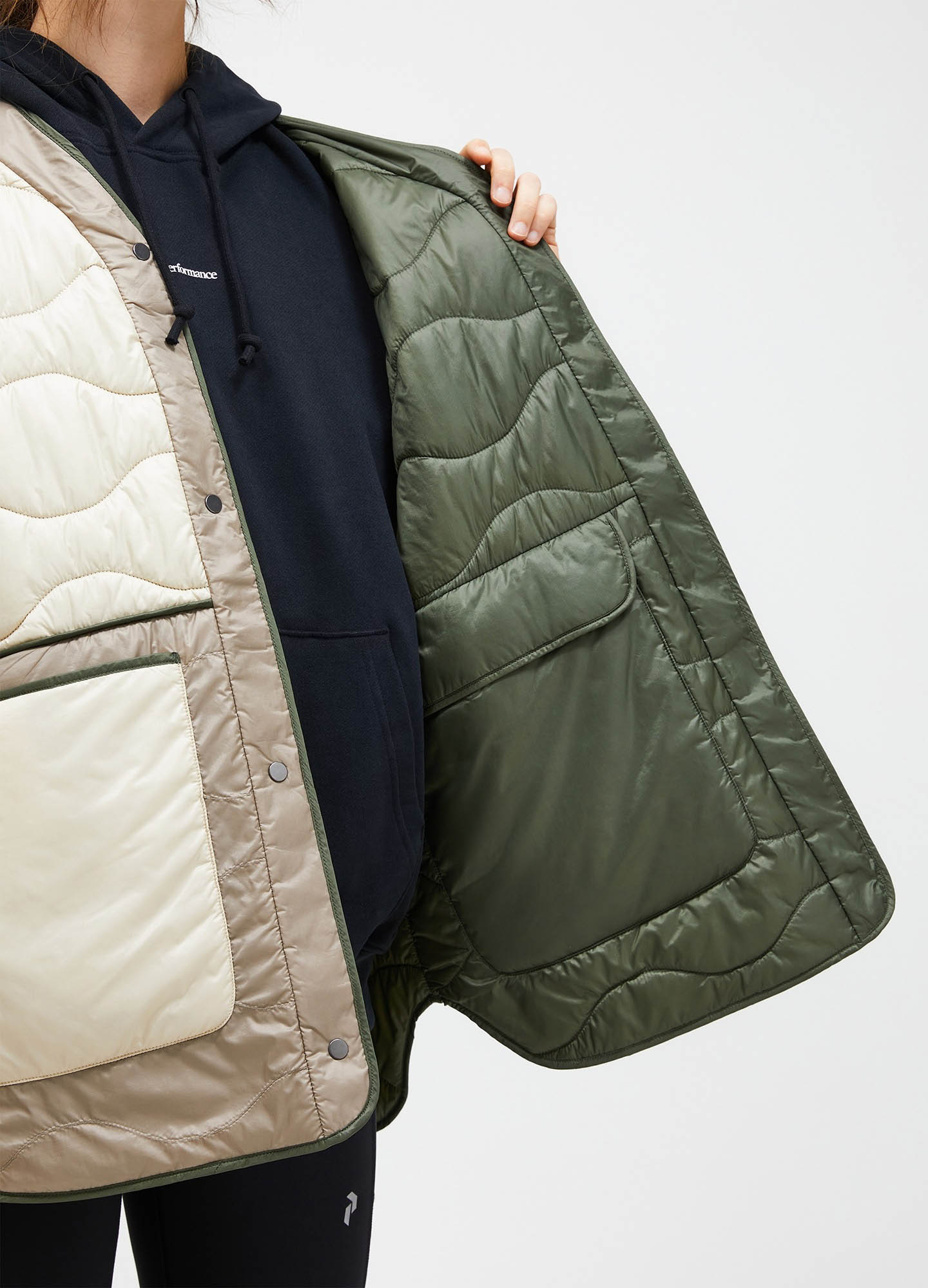 Helium Reversible Synth Jacket Dame Pine Needle/Sand Fog/Avid Beige
