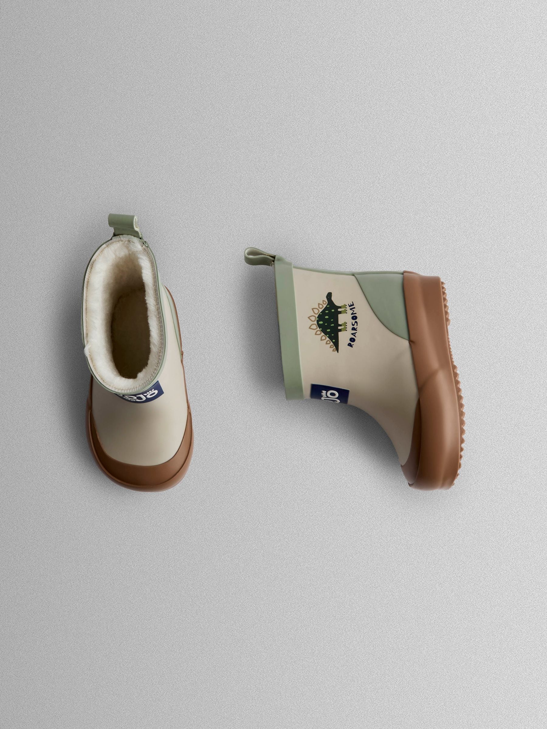 Kiezelkleurig dinosaurus - JoJo Maman Bébé Short Cosy Lined Wellie Boot