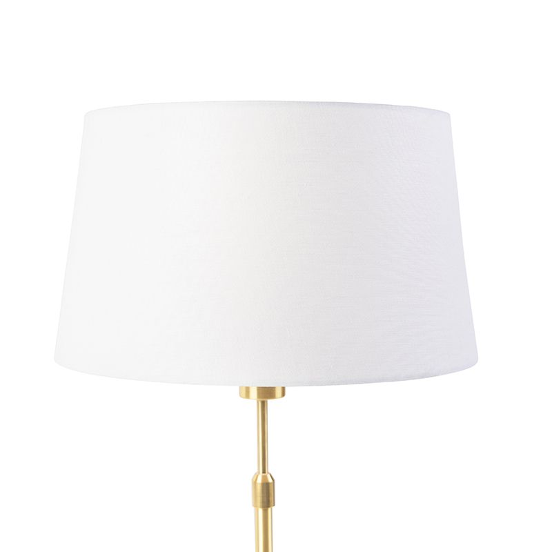 Tafellamp goud/messing met linnen kap wit 35 cm - Parte