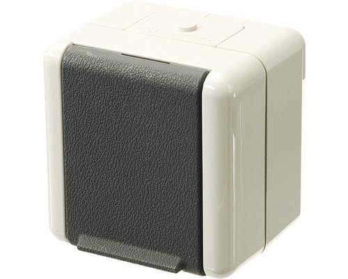 Jung 820 W Opbouwstopcontact voor natte ruimtes IP44 Lichtgrijs/Donkergrijs WG800