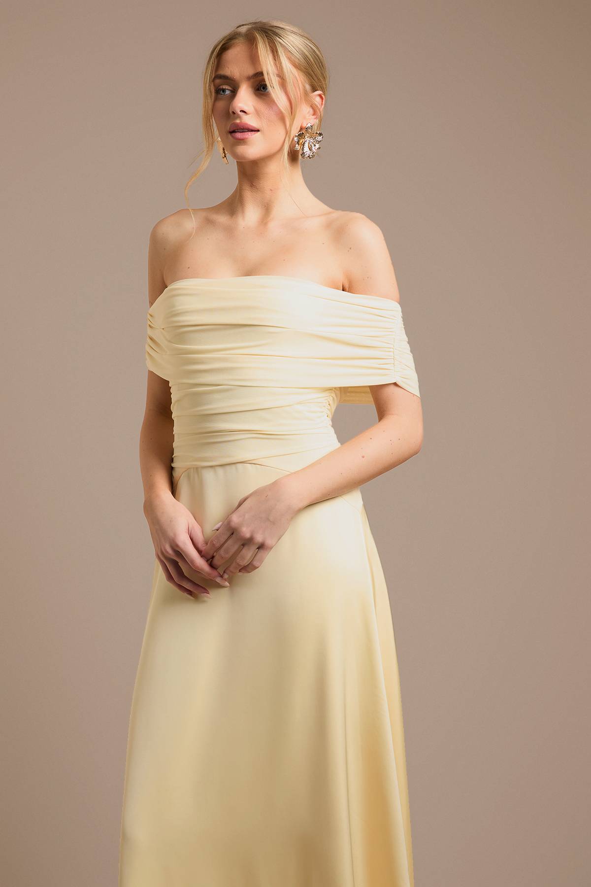 Oasis Robe De Demoiselle D'honneur Bardot En Tulle Et Satin