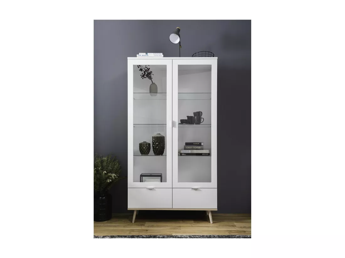 Vaisselier 2 Portes Vitrées 2 Tiroirs H185 cm - COPENHAGUE