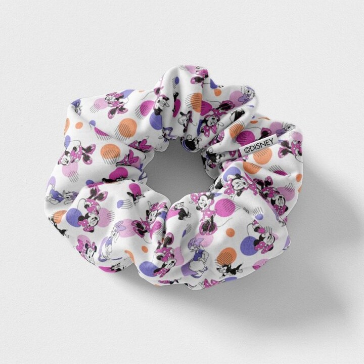 Disney - Scrunchies Med Minnie Mouse Motiv - 5 Stk - Lyserød Hvid