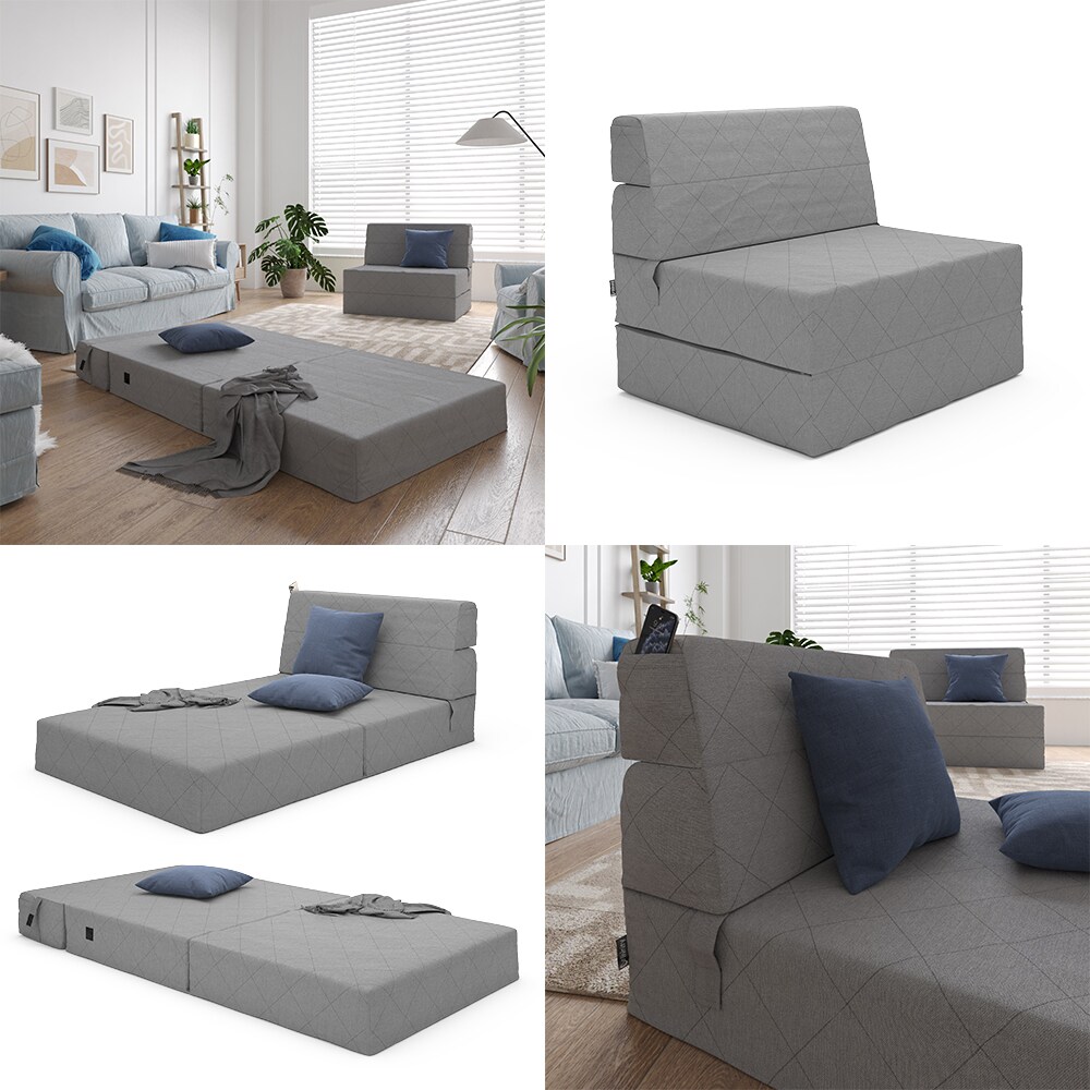 Vicco Sofa Lima Grau 100 cm mit Schlaffunktion