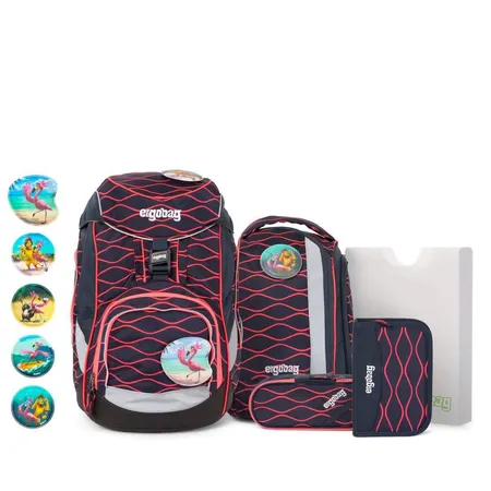 ergobag PACK Schulrucksack-Set LUMI Edition WellenreitBär, 6-teilig