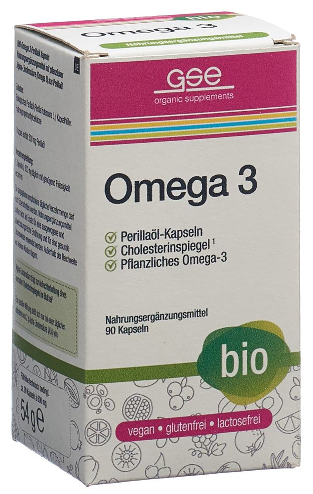 GSE Omega 3 Perilla Öl Kaps Bio Glas 90 Stk
