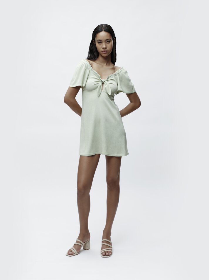 Vestido curto com nó - Verde Musgo