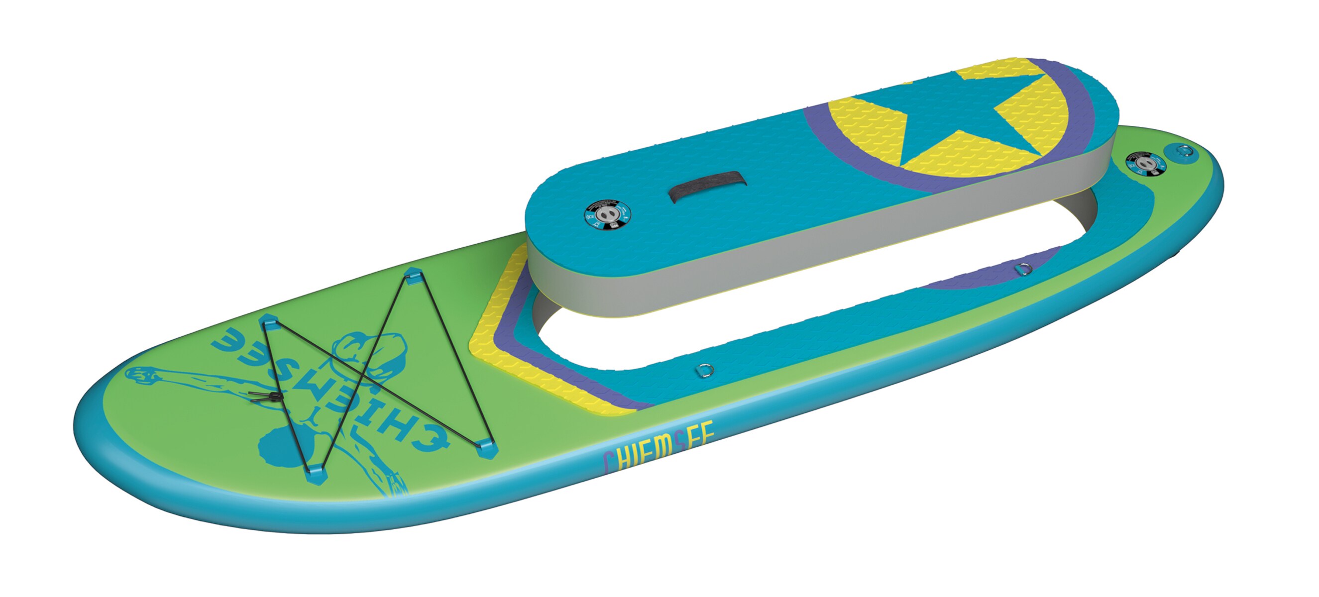 Chiemsee - SUP-Set inkl. Board, Paddel, Pumpe, Leash & Rucksack (grün/blau) Stand-Up Paddle
