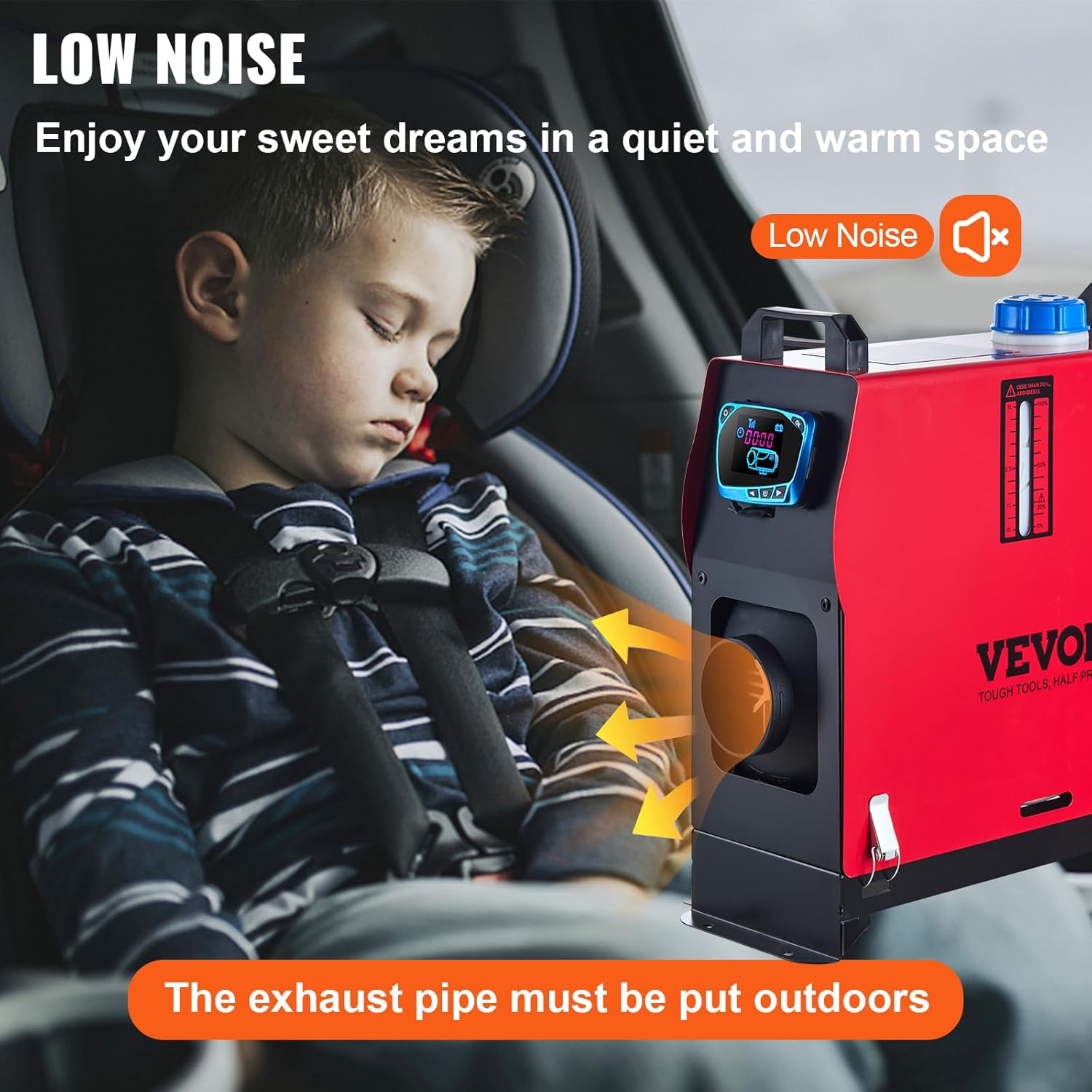 VEVOR 12 V Standheizung Diesel, 8 kW Diesel Lufterhitzer, 0,18-0,48 L Standheizung, Luft Dieselheizung, Air Diesel Heizung für Auto RV Boote LKW Wohnmobil Bus mit Schalldämpfer(1 Luftauslass)