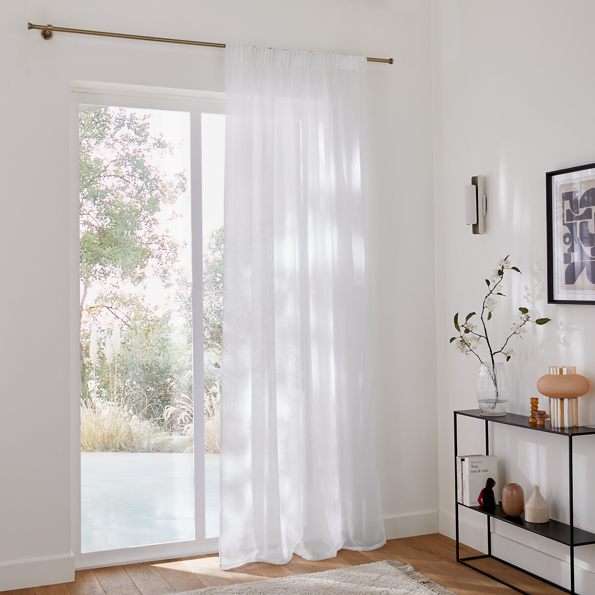 LA REDOUTE INTERIEURS<br>Cortina transparente de poliéster e linho com pregas Aron
