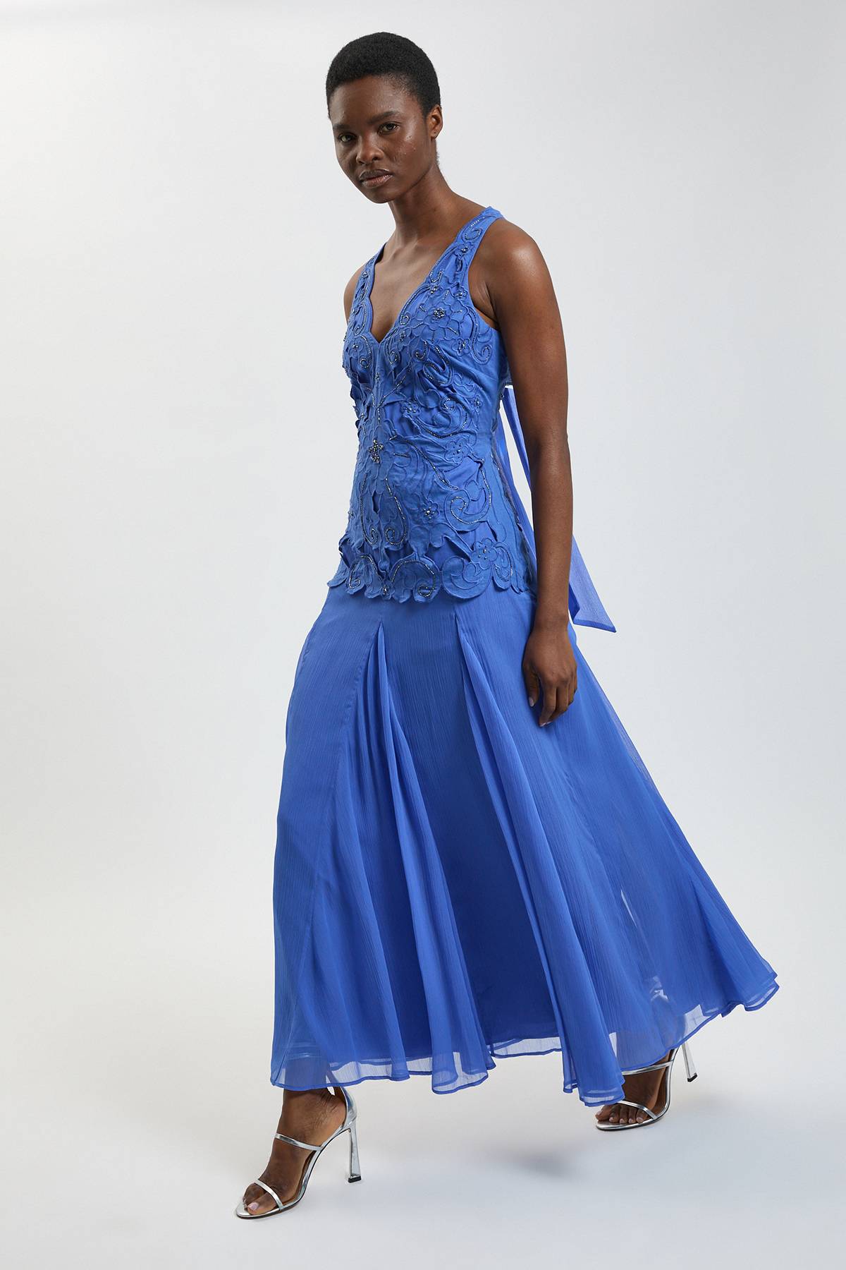 KarenMillen Robe Longue Dos Nu Avec Détails De Perles