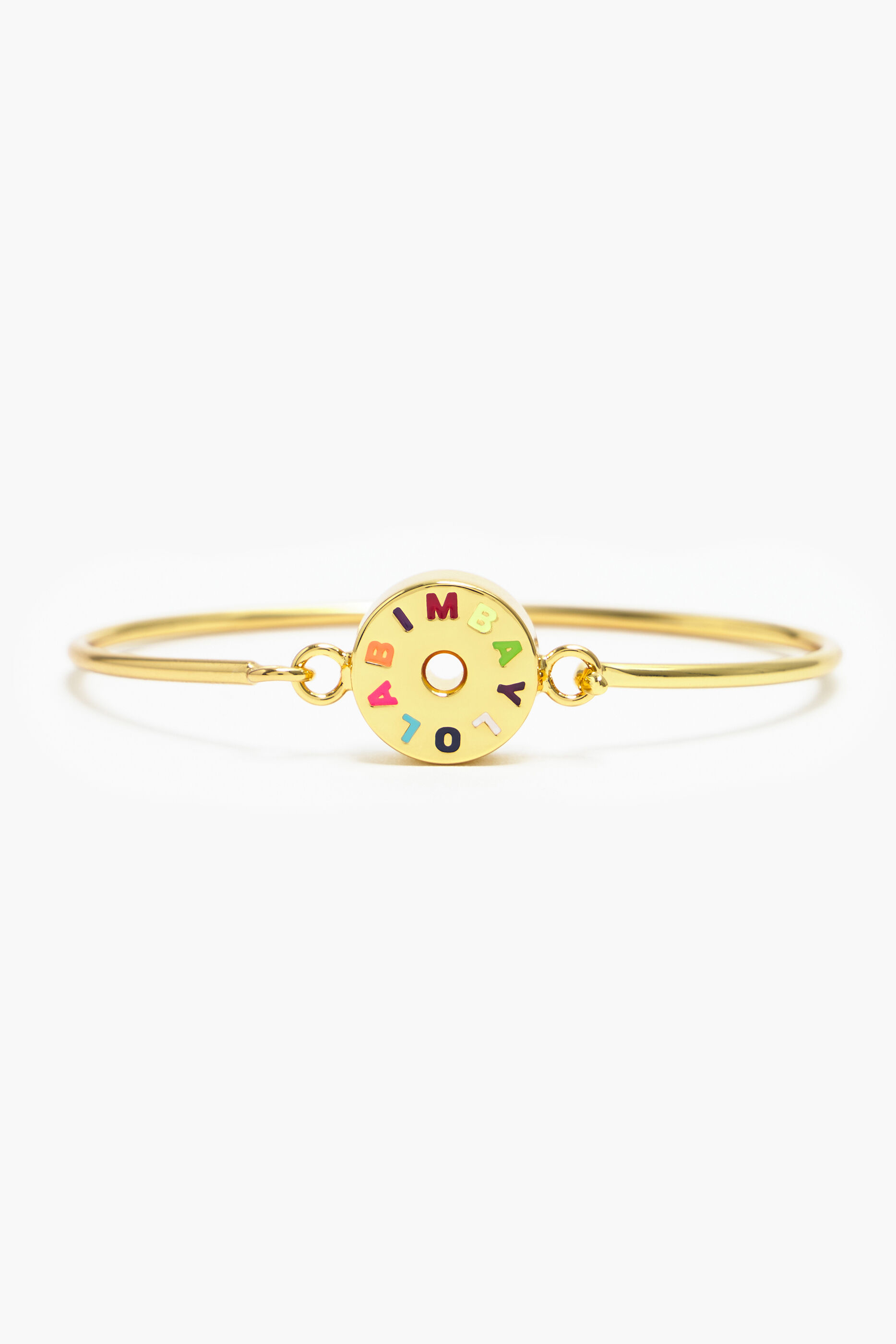 Pulseira rígida com logotipo dourado