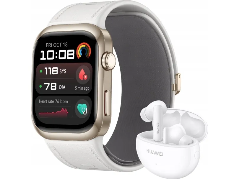 Huawei Watch D2 - Guld aluminiumlegering - smart ur med rem - composite leather - hvid - håndledsstørrelse: 161-210 mm - display 1.82