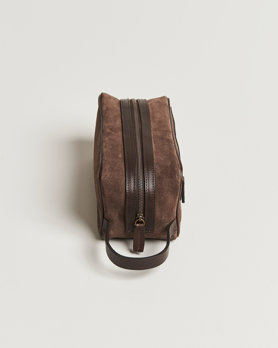 Anderson's Suede Washbag Dark Brown