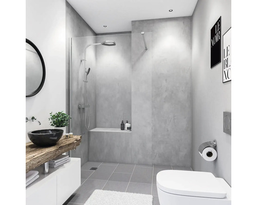 BREUER Soft-Touch douchewandpaneel, betonlook, grijs, 100 x 210 cm