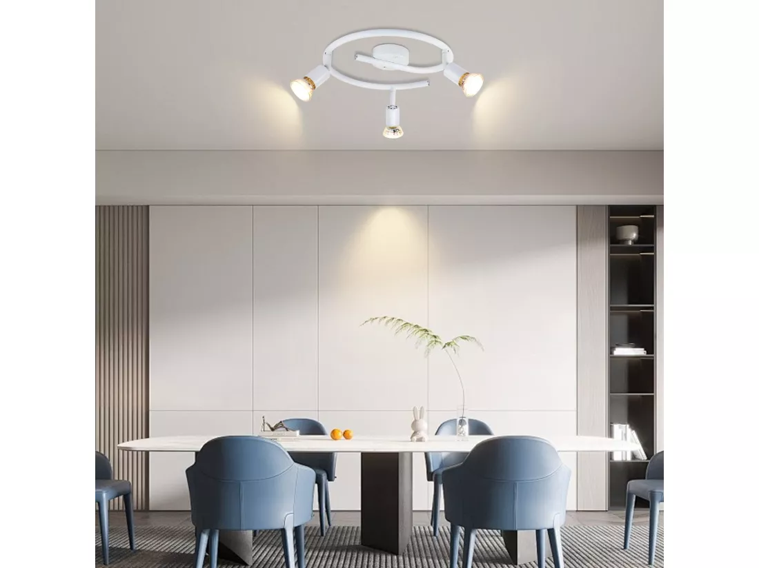 NETTLIFE Spot de plafond LED orientable GU10 3 spots de plafond flamme salon industriel