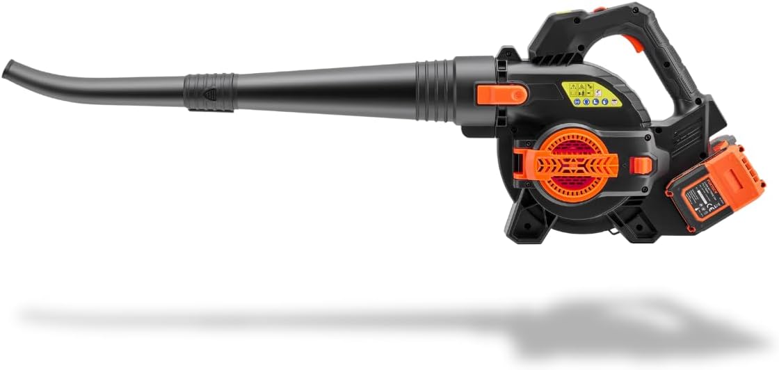 FUXTEC 40 Volt 2in1 Akku-Laubbläser/-Sauger Set FX-E2LBS-SET, leistungsstarker Laubhäcksler inkl.Akku und Ladegerät, Saugleistung 685.1m³/h, ergonomischer Handgriff, Geschwindigkeitsregulierung