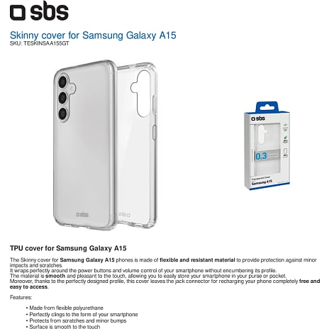 SBS Samsung A15 5G/LTE cover - transparent