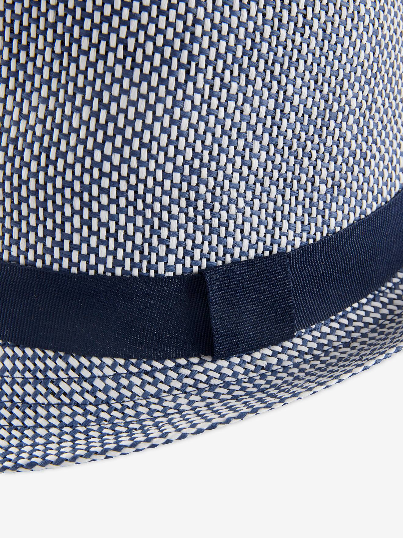 Chapéu Panamá, estilo trançado, para meninos, azul escuro, bicolor/multicolorido