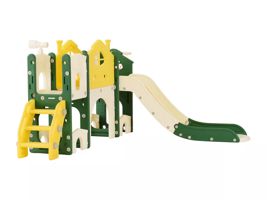 toboggan d'escalade pour enfants, toboggan 7 en 1, jeux d'escalade, de forage, allée de jeu, support de basket-ball