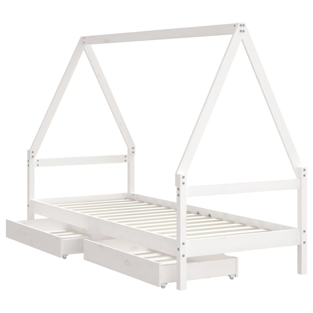 vidaXL Kinderbedframe met lades wit 80x200 cm grenen
