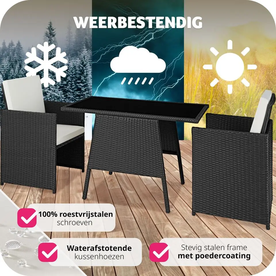 tectake Wicker tuinset Lausanne 2 1 - Zwart