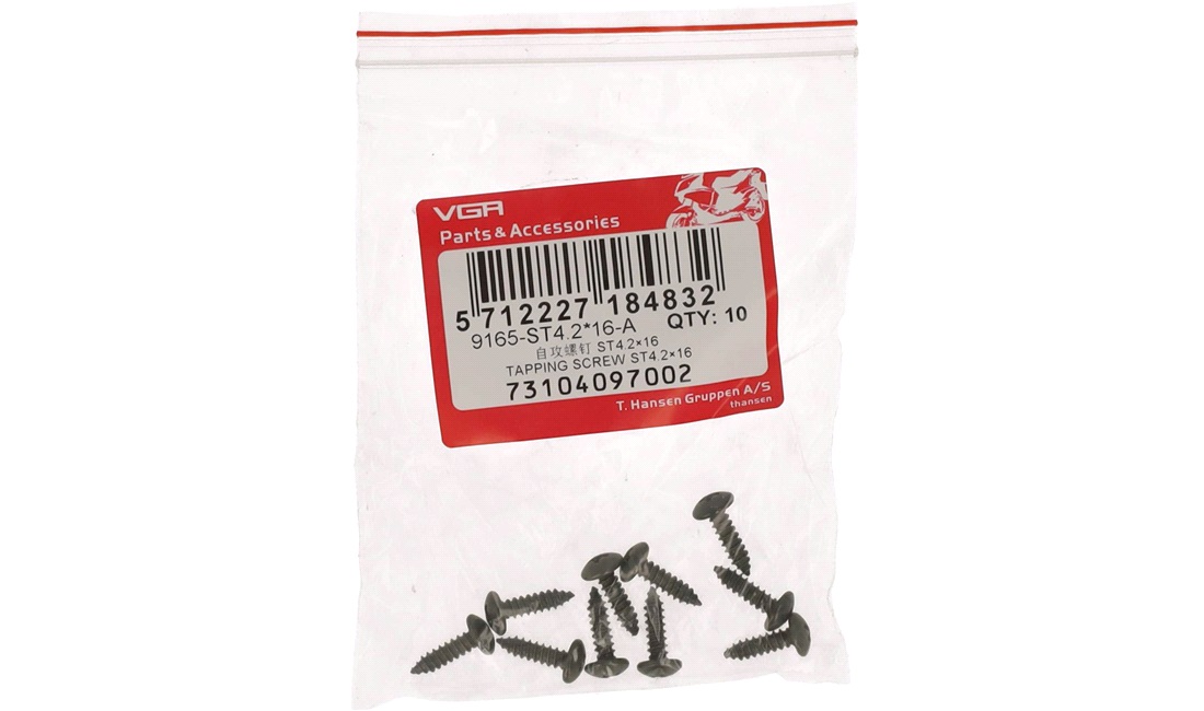 Pladeskrue 4,2x16 10 stk. galvaniseret