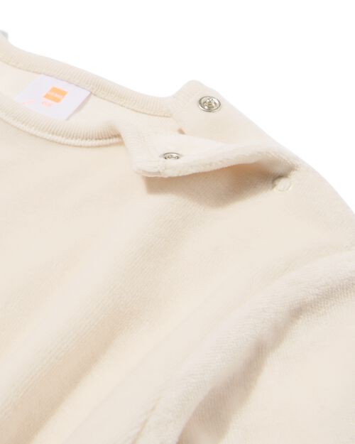 sweat nouveau-né velours fleurs blanc cassé