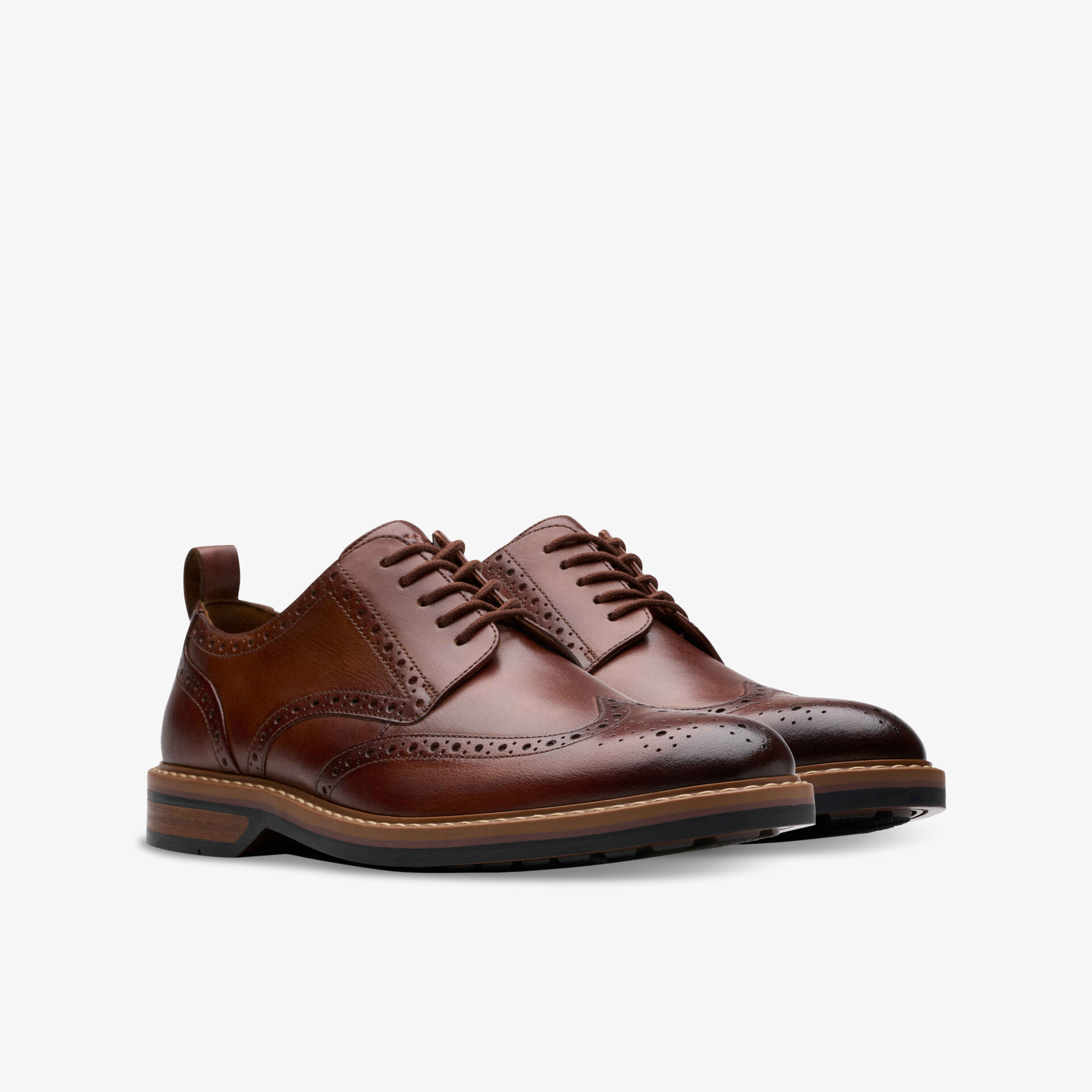 Clarks Aldwin Limit Mid Tan Lea Herren Schnürer cognac