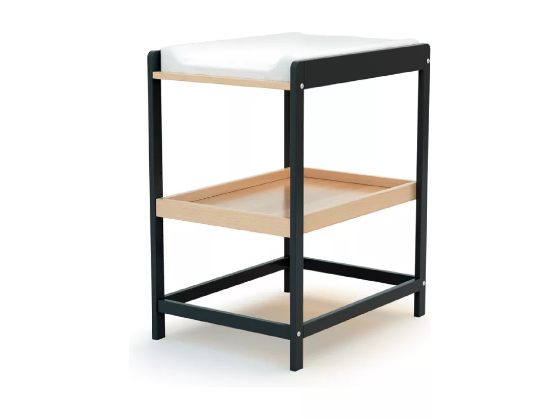 Table à langer 1 étagère en bois CONFORT Gris Graphite et Hêtre Verni