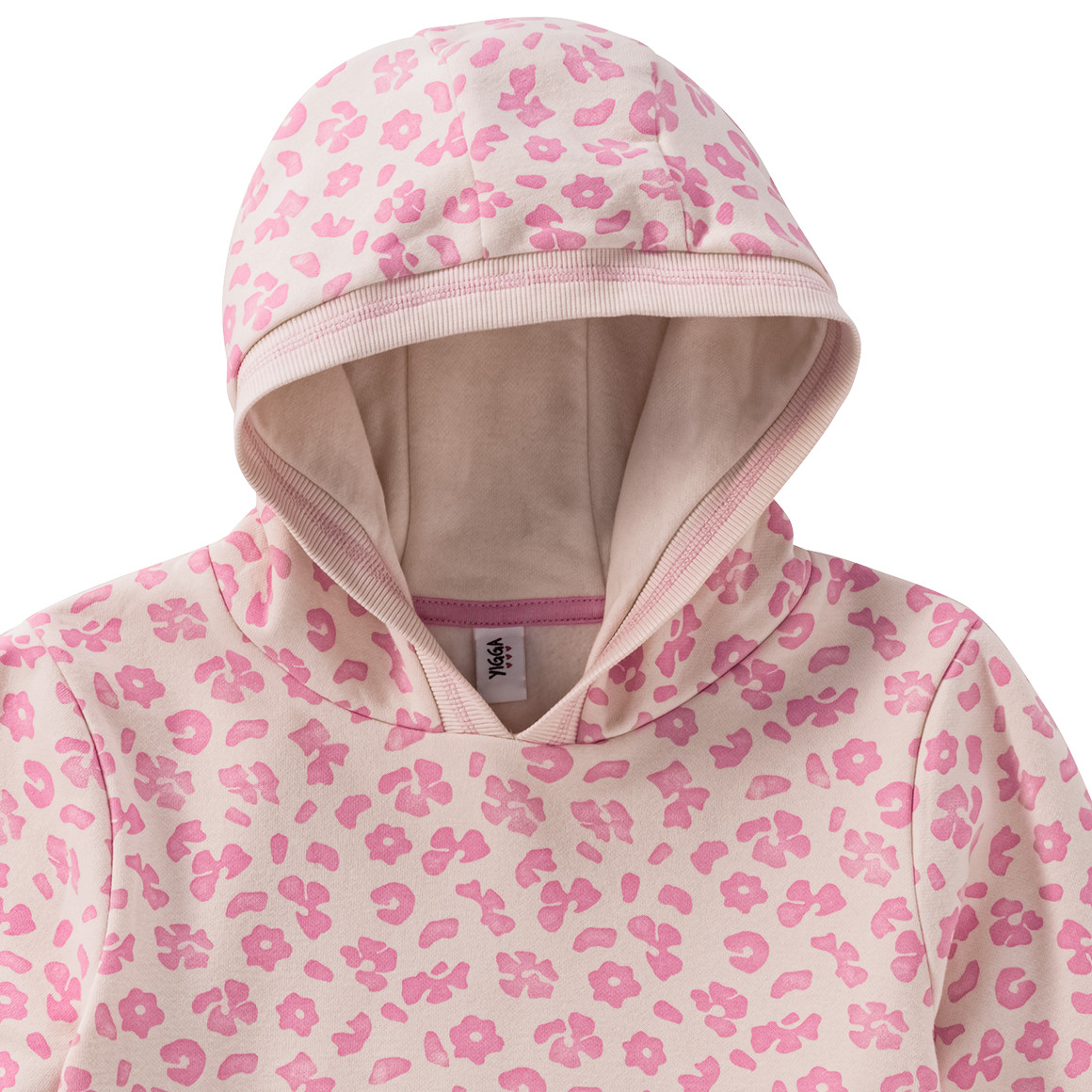 Yigga Mädchen Hoodie mit Allover-Print hellbeige / rosa