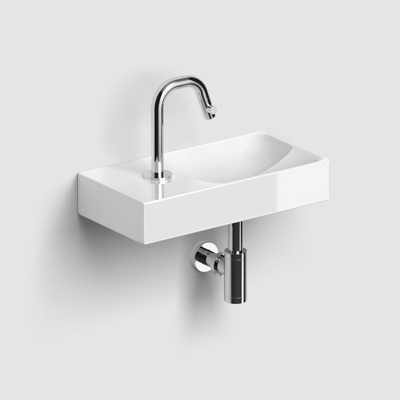 Clou Vale keramische fontein 38cm met kraangat links wit glans