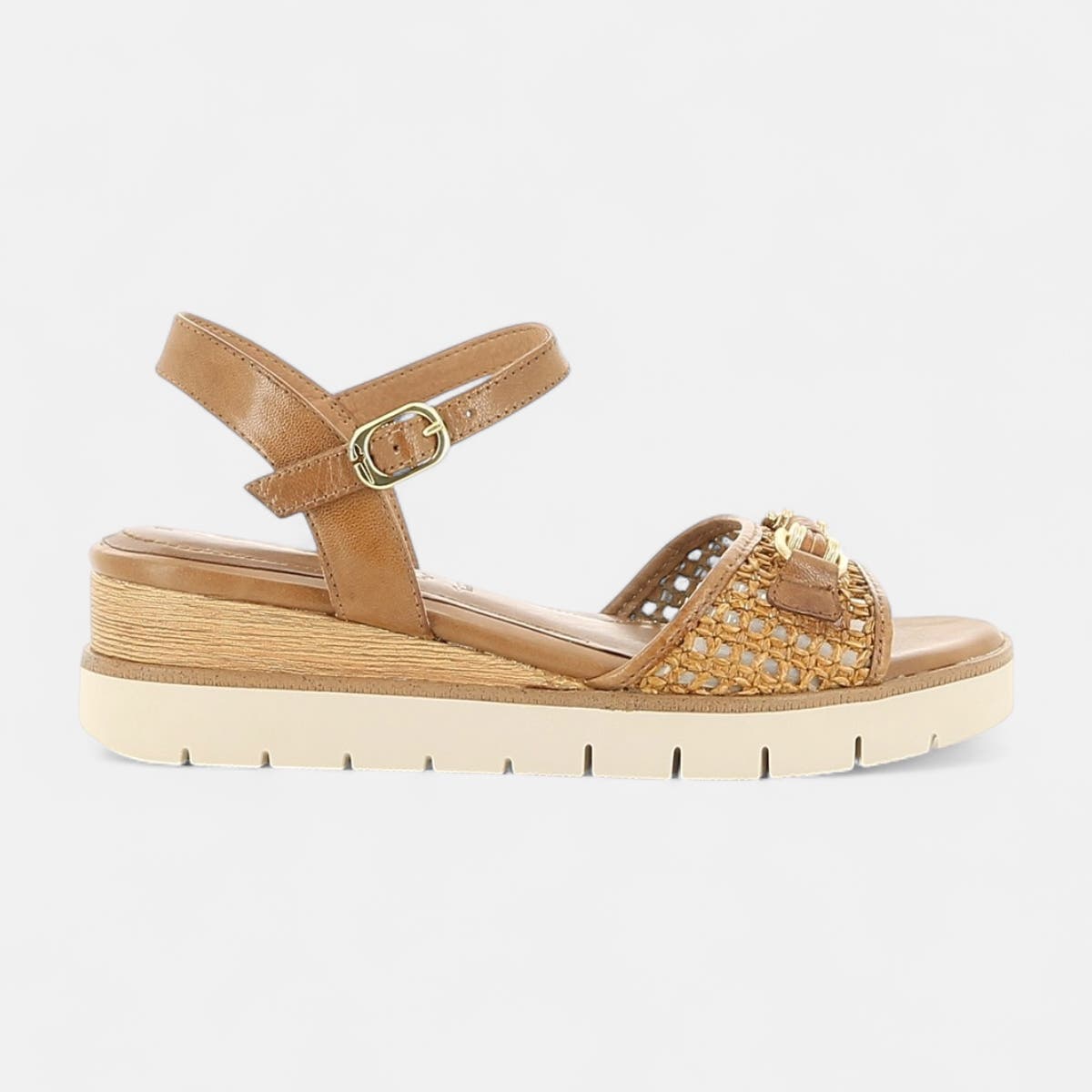 Sandales à talon compensé Femme cognac