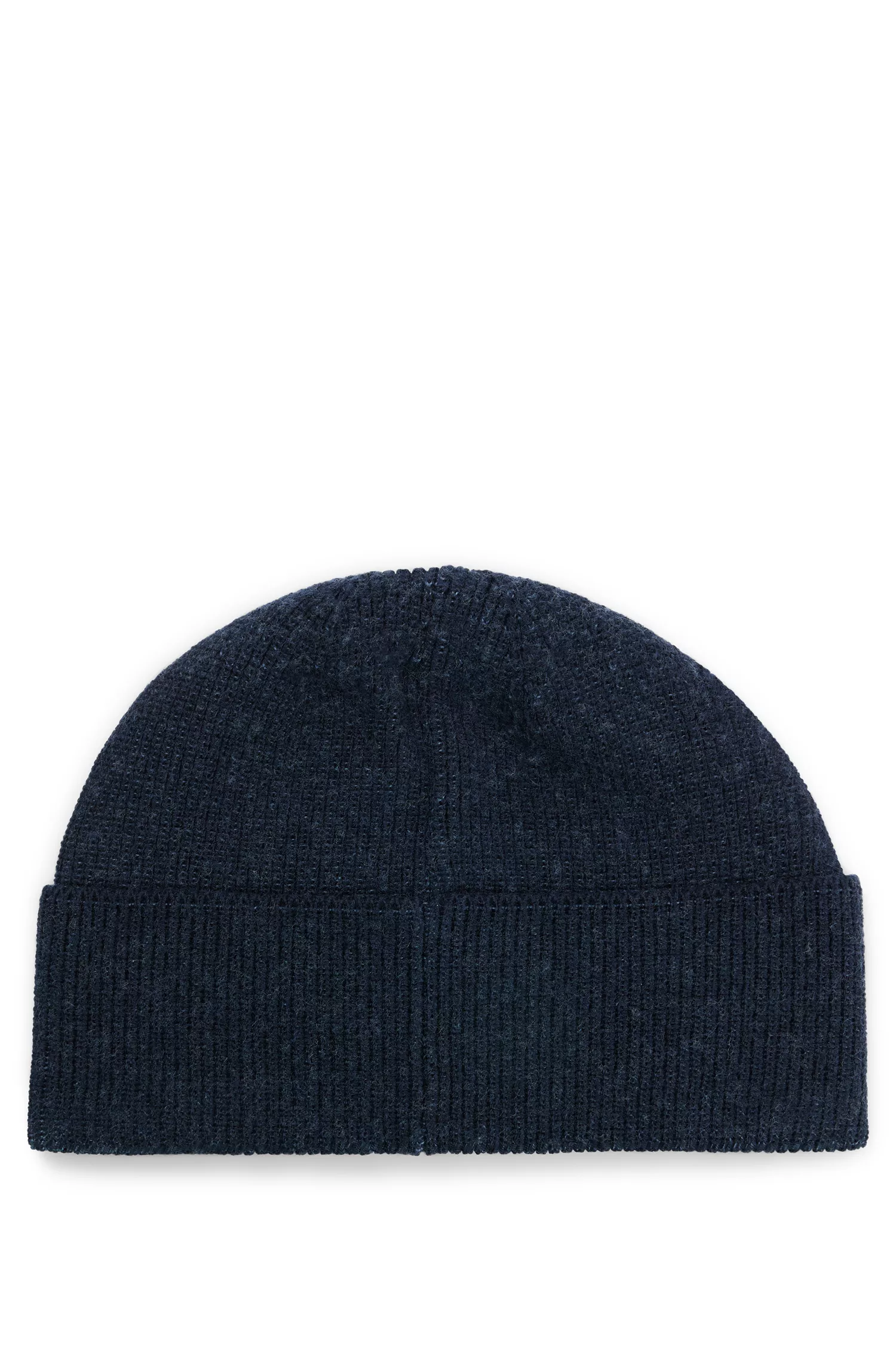 Gorro BOSS preto com logo em tricô, feito de algodão e lã.