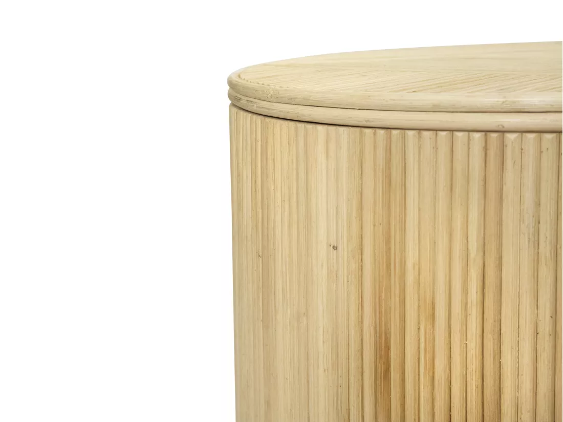 Lot de 2 tables d'appoint rondes avec rangement - Rotin - D. 50 x H. 46 cm et D. 39.5 x H. 36 cm - Naturel clair - GABES