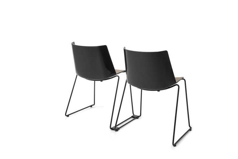 MDF Italia Aïku Sled stoel zonder armleuning, verchroomd, gloss white - sugar paper blue