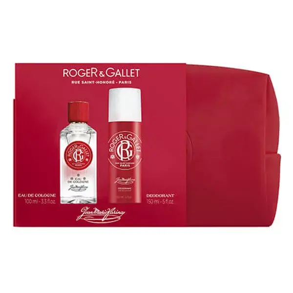 Kit de presente para o Dia dos Pais da Roger & Gallet: nécessaire Jean Marie Farina de 100ml e desodorante de 150ml.