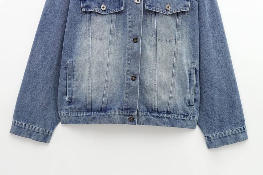 Avauntgardo - Gewassen denim jasje met kraag en knoopjes