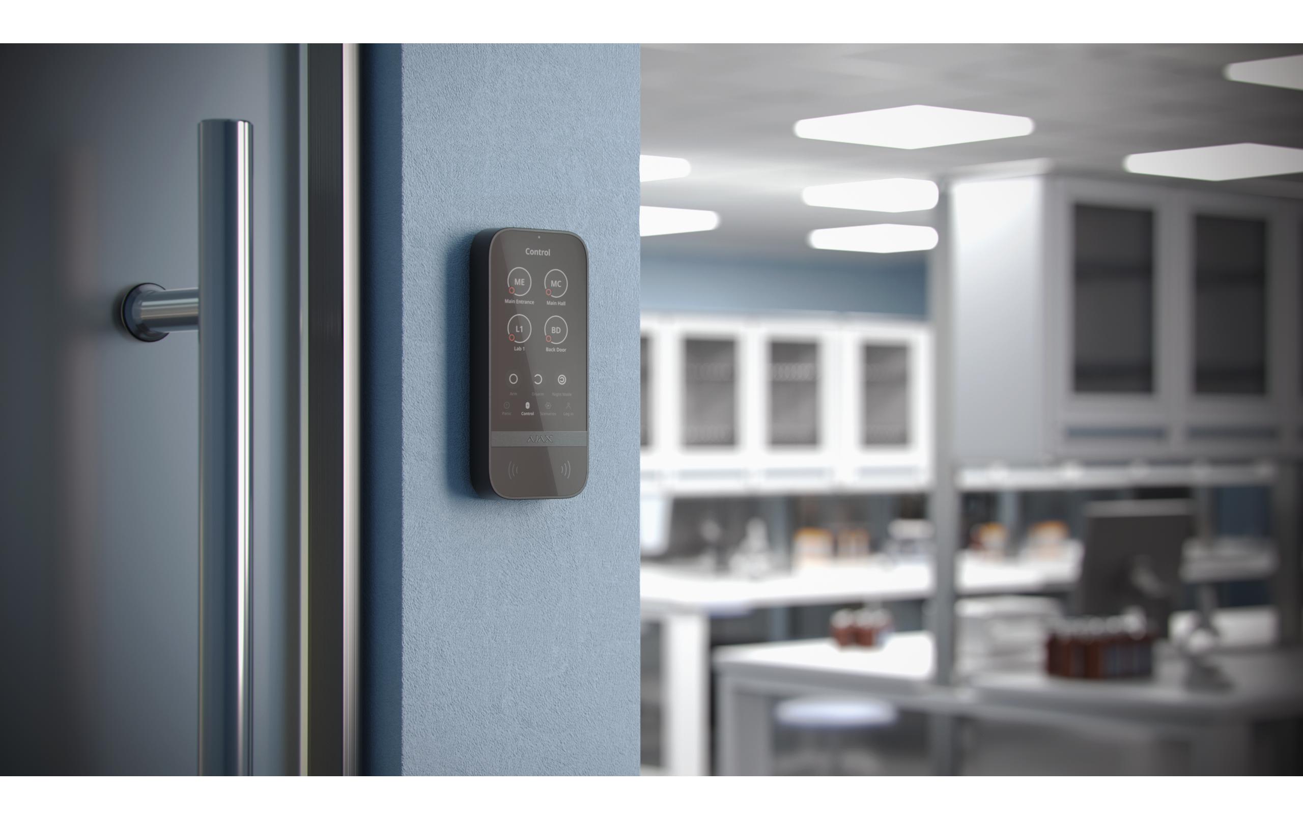 LCD-Bedienteil Baseline KeyPad TouchScreen Jeweller Schwarz<br>Kabelloses Bedienteil mit Touchscreen für die Steuerung eines Ajax-Systems